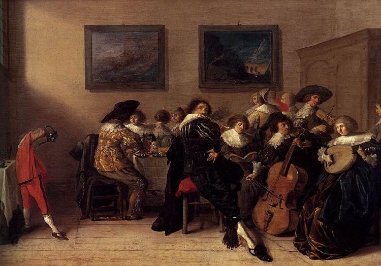 Anthonie Palamedesz Merry company dining and making music Norge oil painting art